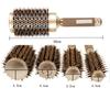 Brosse de coiffure ionique en poils de sanglier pour sèche-cheveux, brosse ronde en céramique pour sèche-cheveux
