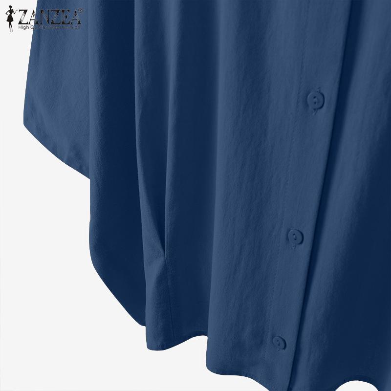 ZANZEA Women Summer Doll Collar Loose Casual 3/4 Sleeve Blouse