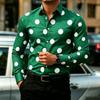 Camicia da Uomo a Pois Manica Lunga, Camicia Business Casual Slim Fit, Top da Uomo Tendenza Moda Casual da Esterno