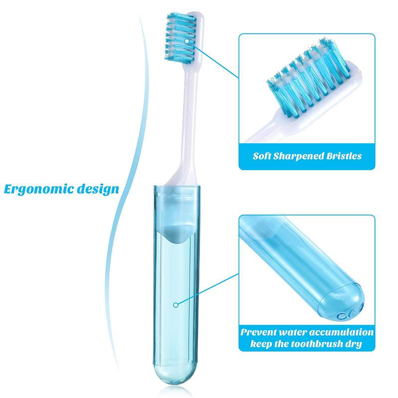 1/6 Pcs Mini Travel Portable Toothbrush Foldable Saves Space With Case Small Dental Brush Adult In Transparent Candy Colors