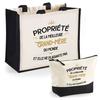 Duo Jute Tote Bag and Pouch Property of the Best Grandma Birthday Christmas Gift | Shopping Bag Pouch Makeup Shopping