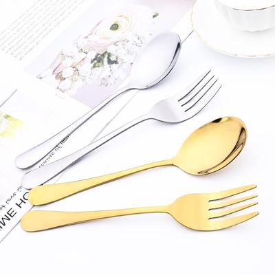 2Pcs Mirror Gold Cutlery Set Service Spoon Fork Dinnerware Cutlery Set Stainless Steel Kitchen Buffet Dinner Restaura Tableware