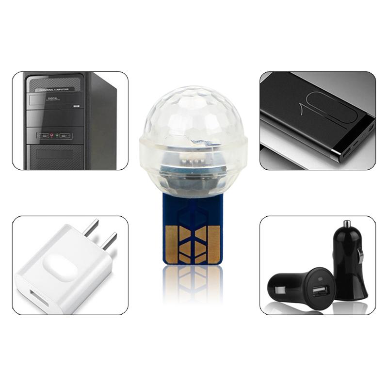 Car Mini USB RGB LED Disco Lighting Crystal Atmosphere Light ,Home Family Party Stage Portable Multicolor Mushroom Lamp