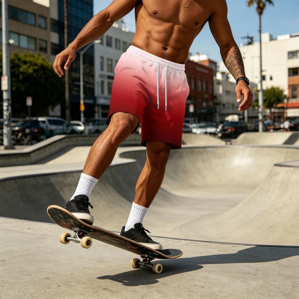 Herren lockere Layer-Shorts mit Taschen, leichte Trainingsshorts für Fitnessstudio, Strand und