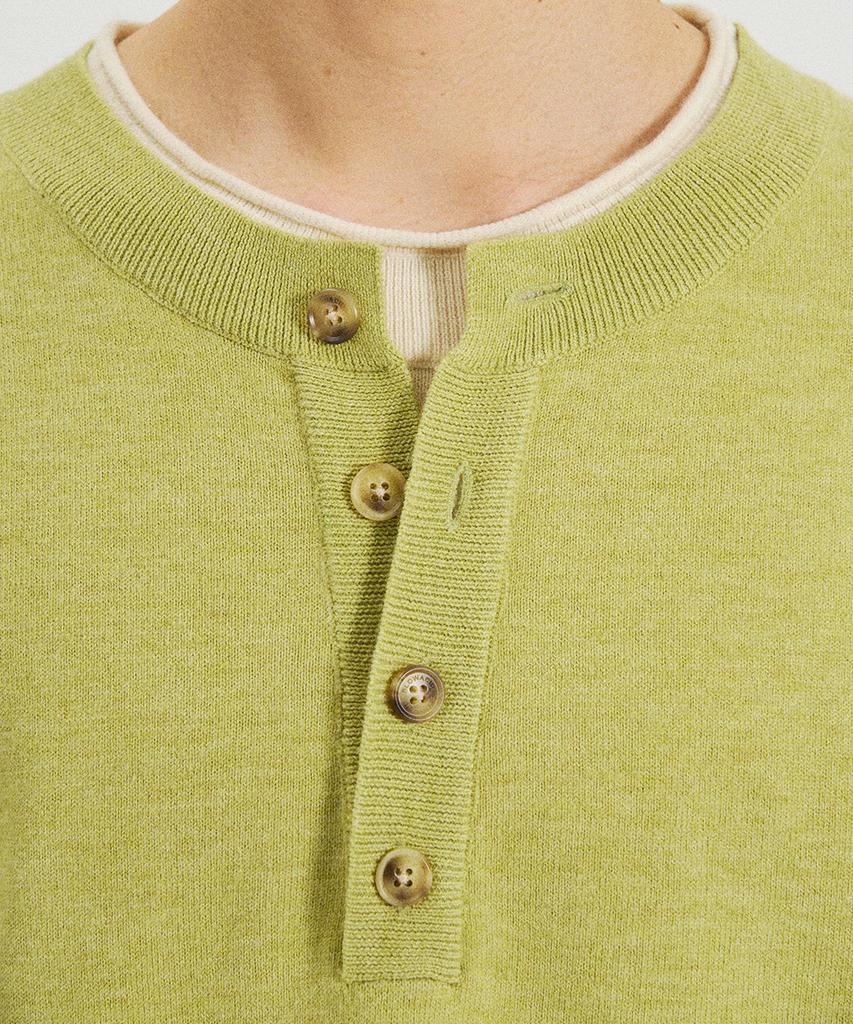 SLOWACID Layered Henley Neck Knit [Pair Green]
