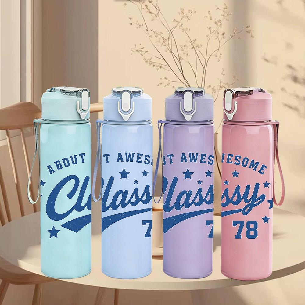 1PC About Awesome Classy 78 Logo 750ml Color Plastic Sports Water Bottle Leakproof Flip Straw Lid Suitable for Sports Office Home Use