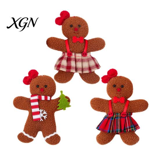 Christmas Wreath Embellishments 3 Pcs Mini Plush Gingerbread Man Ornaments, Small Stuffed Cute Xmas Tree Decor Decoration for Holiday Home Decor,