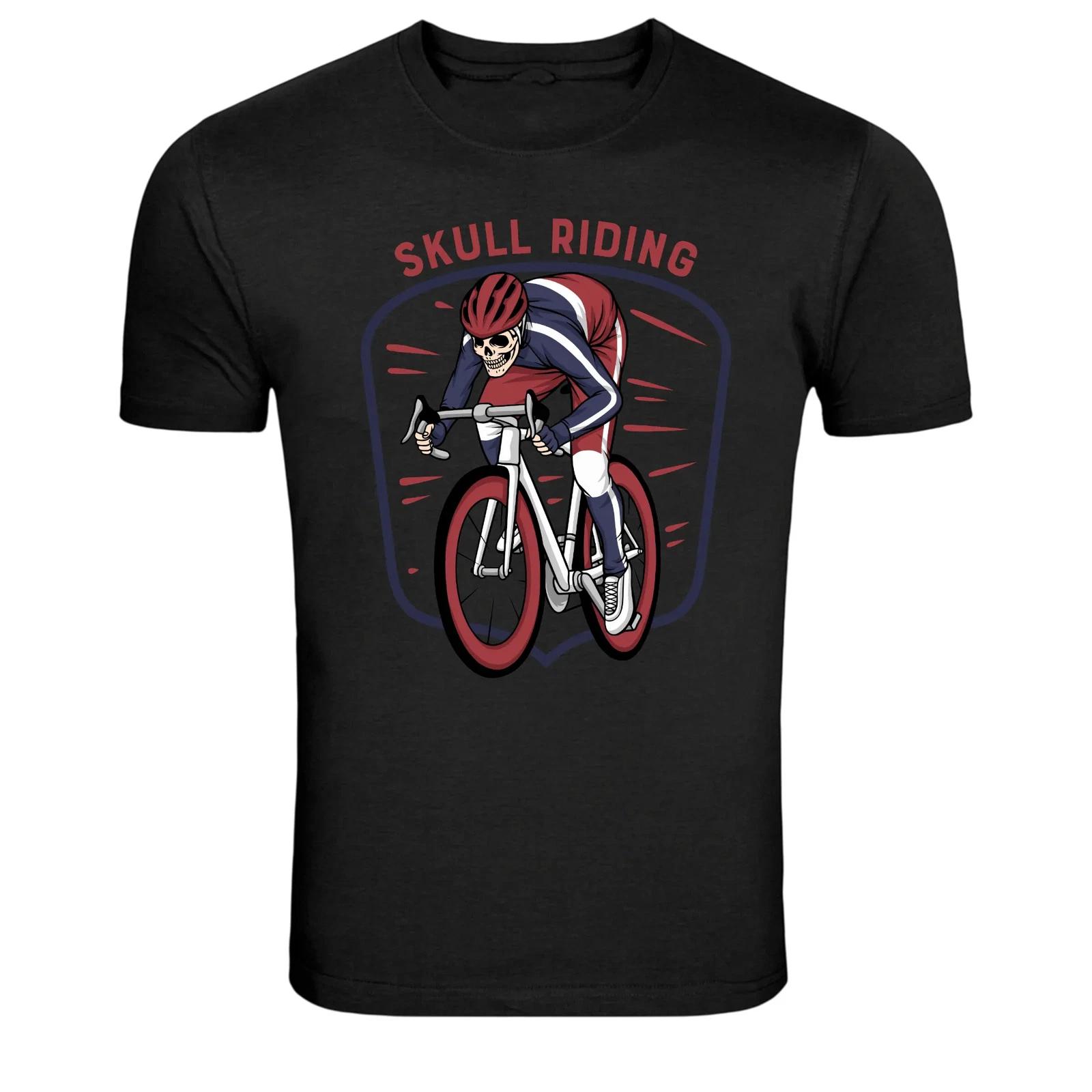 Skull Riding Bicycle Cyclist Graphic T-Shirt 3XL
