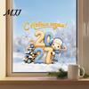 Holiday Home Window Ornaments Christmas Lamb Cling, 2027 New Year Russian Static Sticker with Knit Texture for Tree Snowflake Decals Decoration,