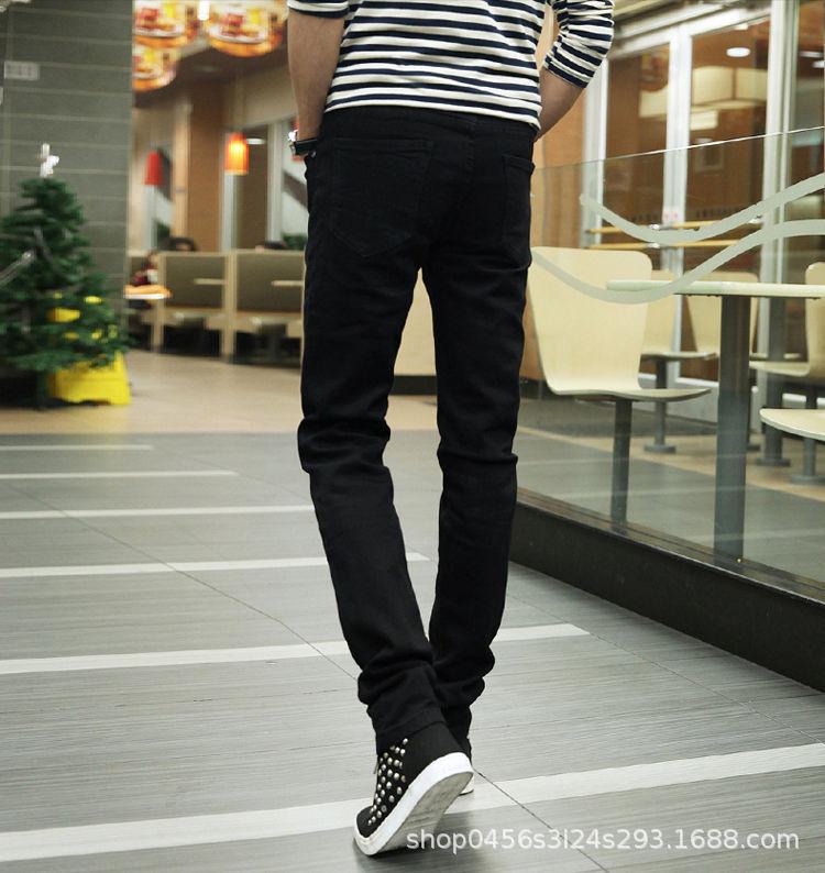 Men's Korean Style Trendy Slim Fit Elastic Jeans, Casual Spring & Autumn Pants