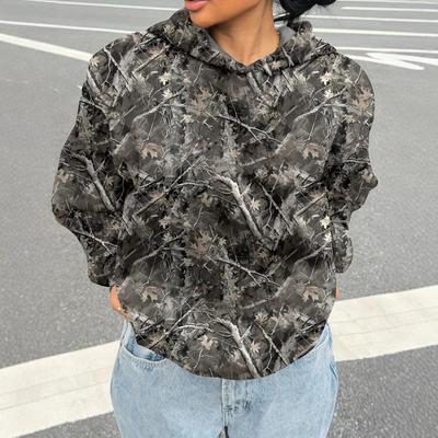 Dames Herfst en Winter Bloemen Hoodie met Capuchon Casual Losse Top met Lange Mouwen