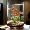 Round Ultra-White Acrylic Fish Tank - Transparent, Drop-Proof Small Goldfish Tank for Living Room Desktop