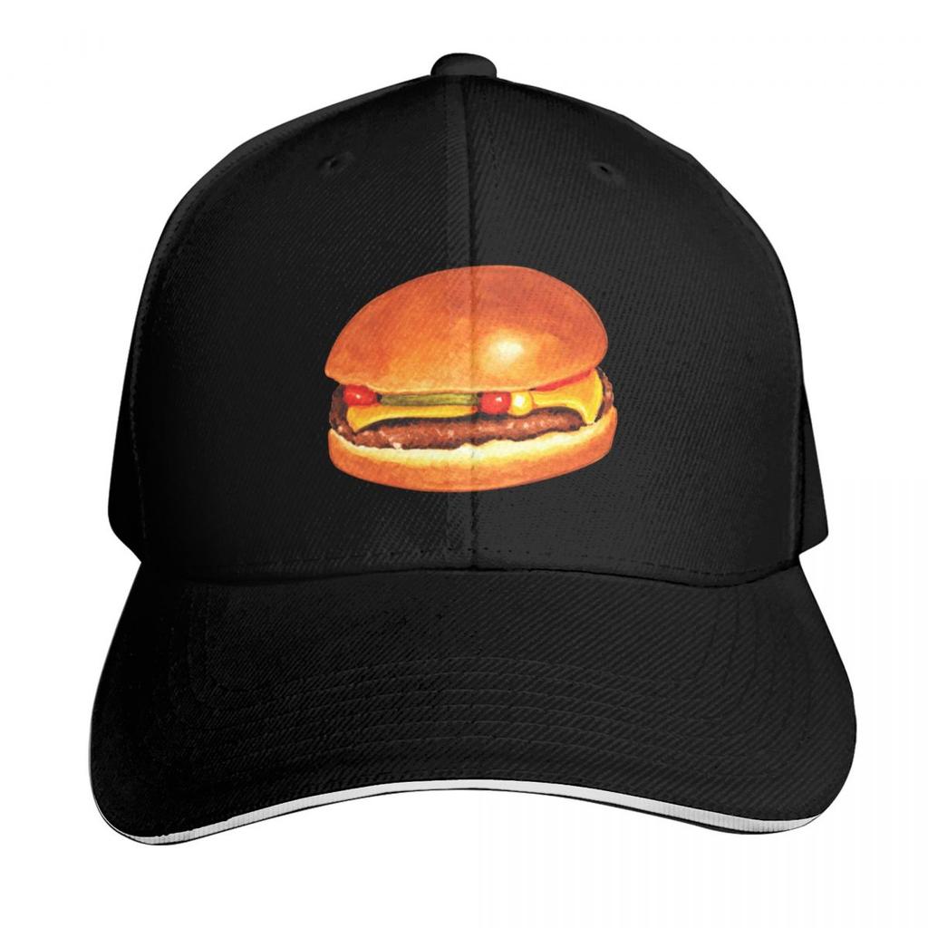 Cheeseburger Pattern Blue Baseball Cap Unique Hats New Hat Custom Cap Tea Hat Baseball For Unisex Womens