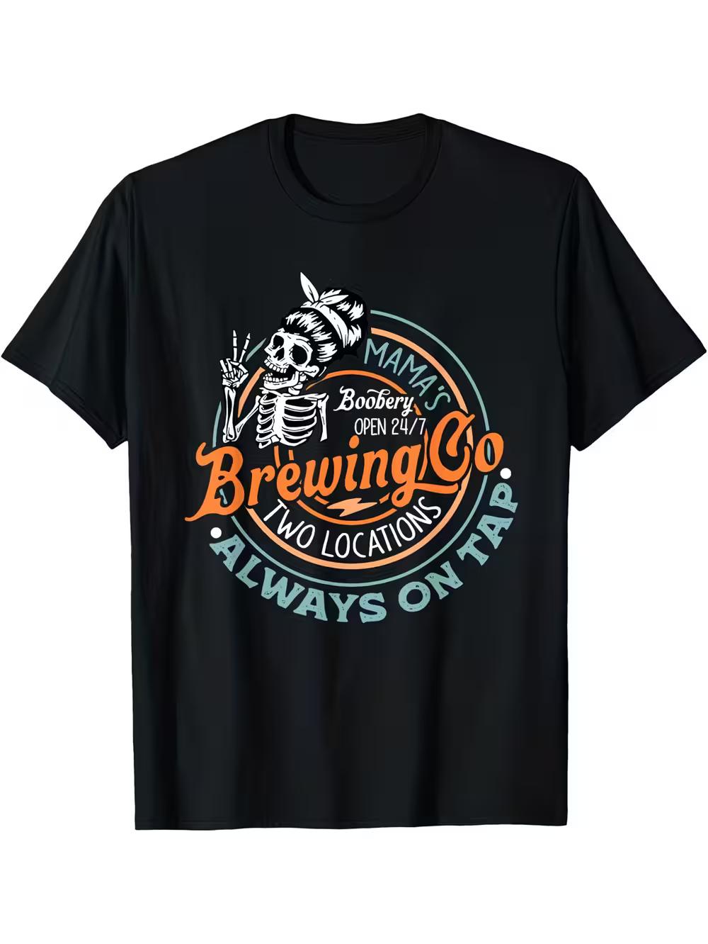 Retro Mamas Boobery Brewing Co Humorous Nursing T-Shirt - Made Of S