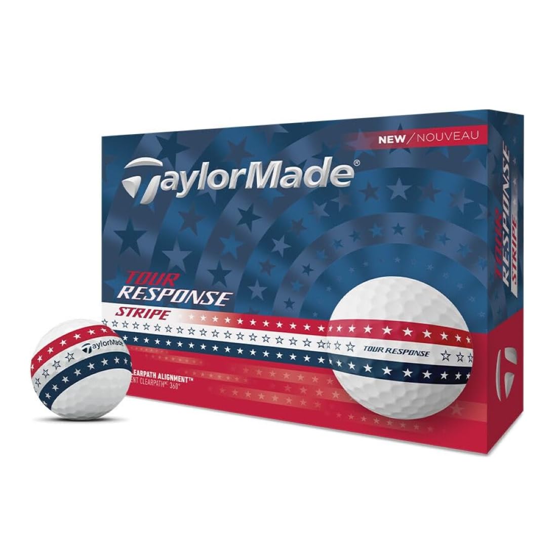 

TaylorMade 2025 Tour Response Stripe USA Tour Response Stripe Мячи для гольфа 1 Дюжина 12 Мячей Всего Уретановое Покрытие 3 Компонента Импортировано Непосредственно из