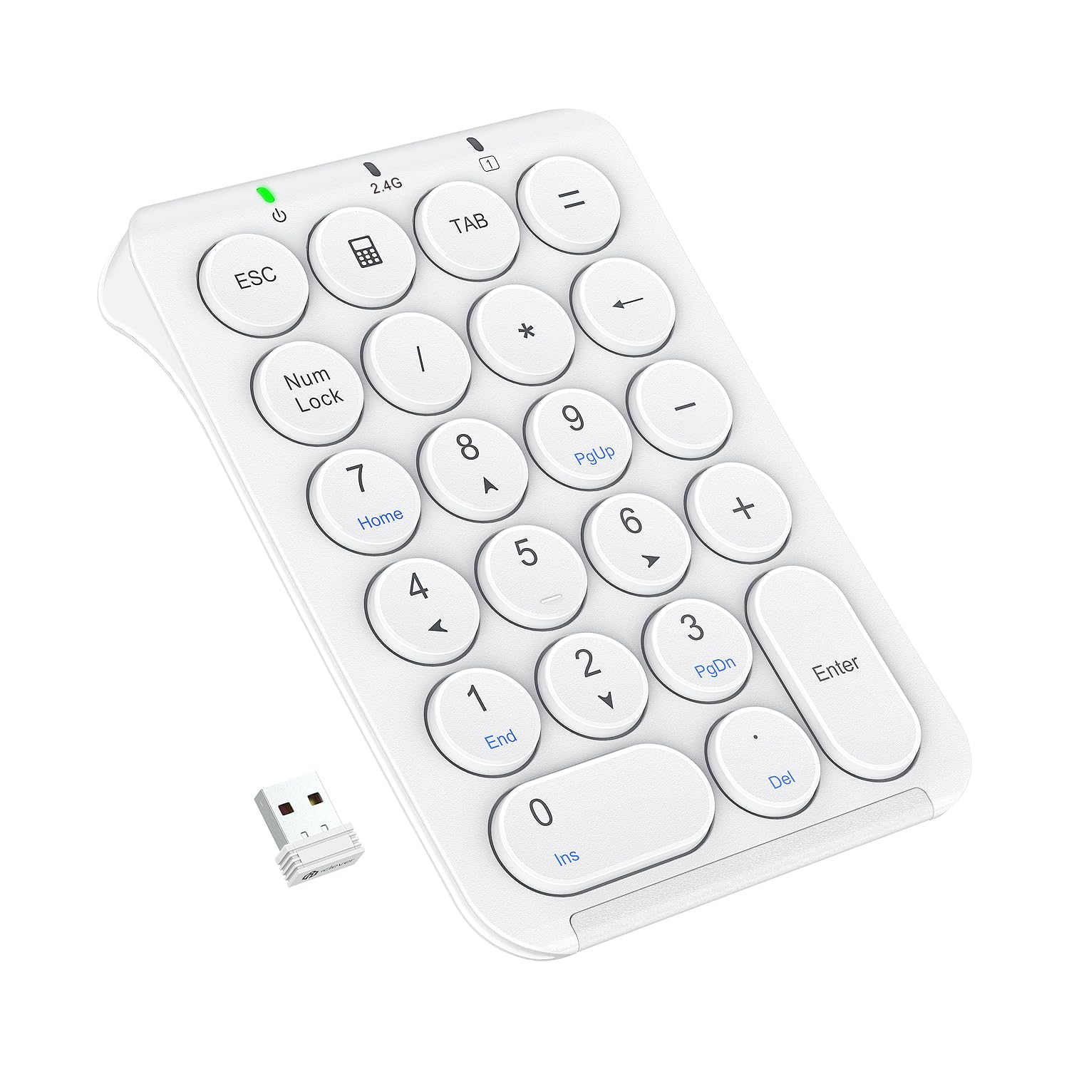 

iClever Wireless 2.4G Numeric Keyboard with Pantograph, Type-C Charging, Ultra-Slim with Tab Key, Portable, One-Handed Device, Durable for PCs,