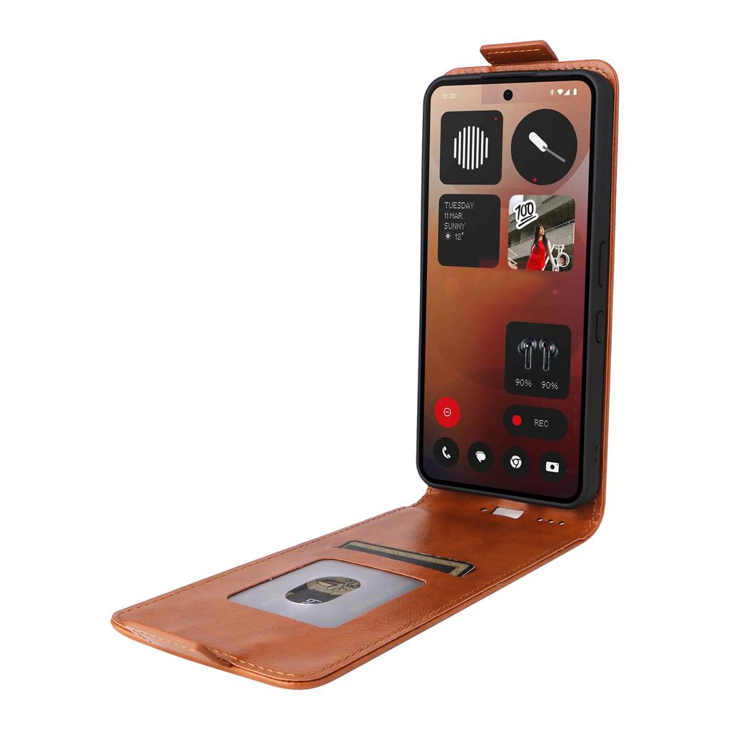 For Nothing Phone (3a) Pro Stand Case Magnetic Clasp Vertical Flip Leather Phone Cover with Card Holder