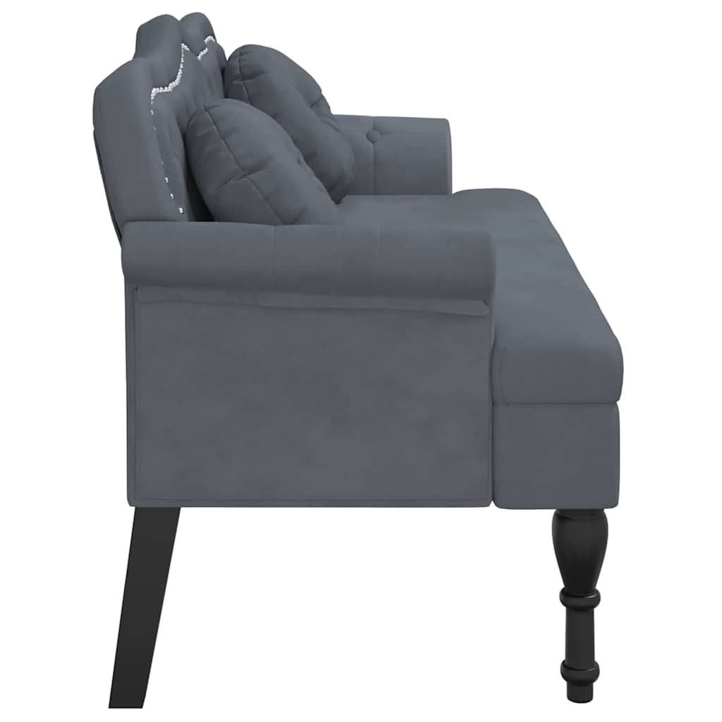 Bench with Cushions Dark Grey 120.5 x 65 x 75 cm Velvet