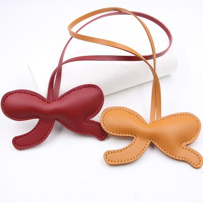 Angora Red Leather Bow Lanyard Pendant: Three-Dimensional Accessory for Clothing and Bag Decoration