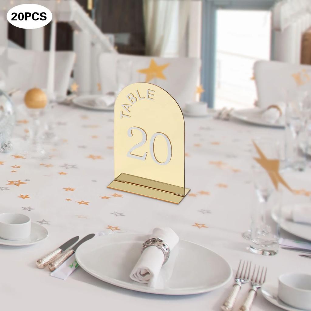 20PCS Gold Table Numbers Acrylic Party Table Numbers Wedding Table Numbers Sign 10*3*15cm