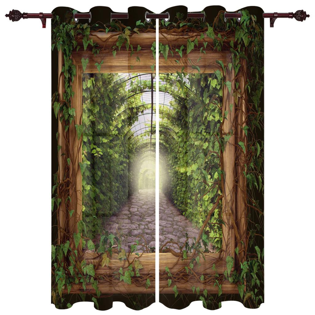 Holztürfarbe Retro Fenstervorhänge Wohnkultur Wohnzimmer Vorhänge Schlafzimmer Vorhänge Küchentür Vorhänge