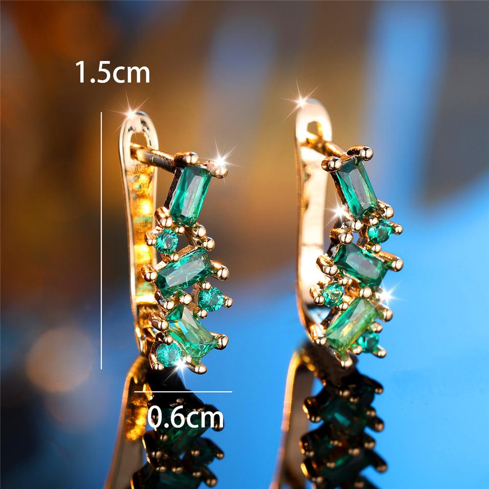 Green Zircon Hoop Earring Luxury Crystal Stone Earrings For Women Vintage Fashion Gold Color Wedding Gift