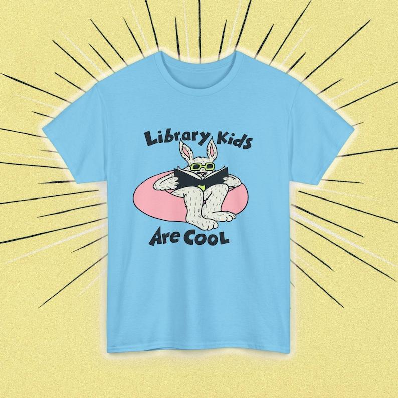 Library Kids Rabbit Graphic T-shirt: 90s Vintage Style 150