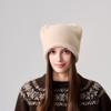 Atmosphere Cold and Warm Knitted Hat Women's Versatile Crimped Autumn and Winter Cat Ear Ear Protection Windproof Wool Hat