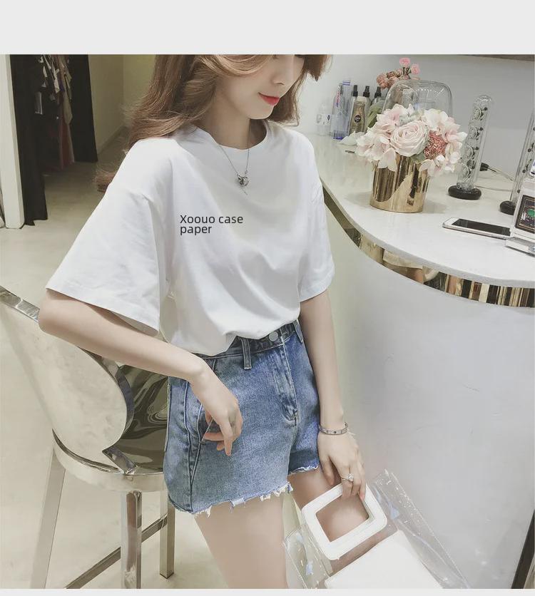 Women's 2024 Summer Korean Style Loose Letter T-Shirt - Short Sleeve, Plus Size, Trendy Half Sleeve Top for Students