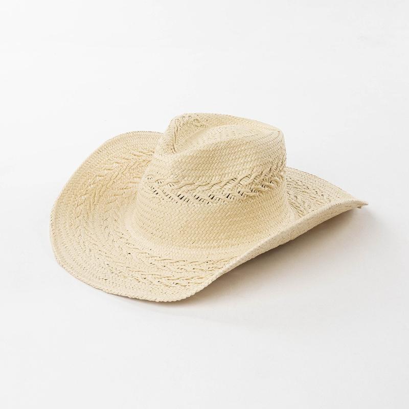 Women Summer Hand-knitted Straw Sun Hat Fashion Wheat Ear Flower Papyrus Large Brim Cowboy Hat Sun Protection Jazz Straw Hat M 57cm бежевый