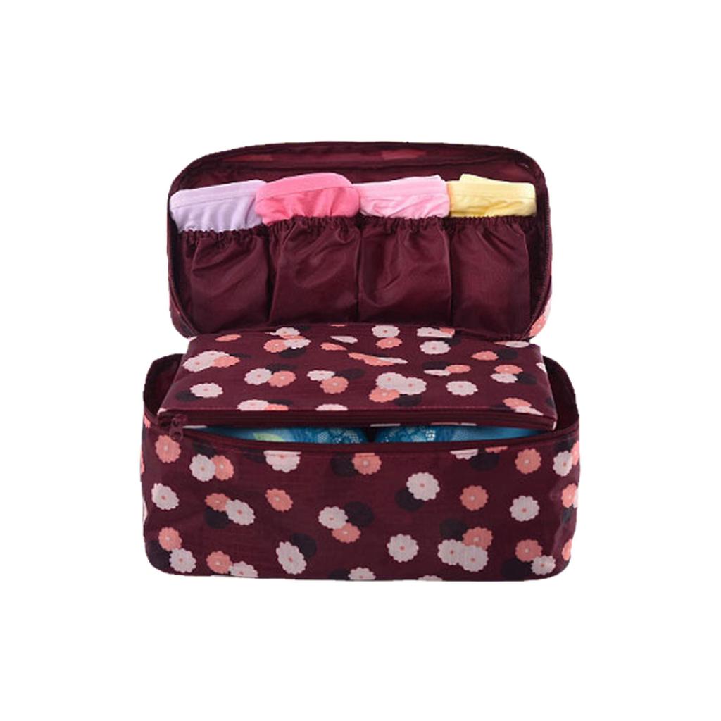 Portable Pattern Travel Underwear Bra Storage Box Storage Bag