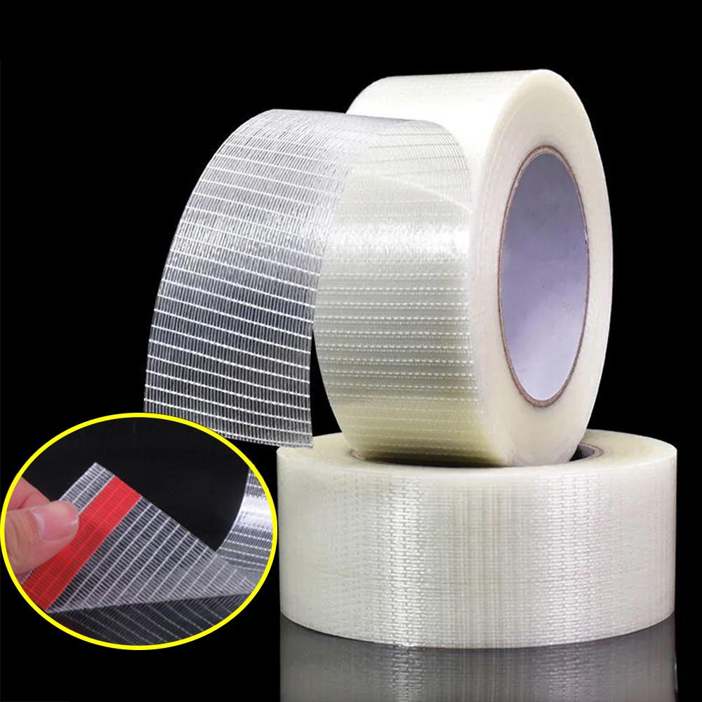 25M Grid Fiber Tape Toy Airplane Model Super Strong Mesh Single-Sided Tape Wear-Resistant Glass Fiber Strong Reinforced TapePinstriping Tape 3