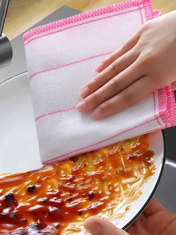 13-Piece Dishwashing Cloth Set, 10 Scouring Pads + 3 Sponges, Kitchen Household Non-Greasy Thickened Super Absorbent Lint-Free Cleaning 