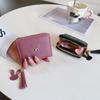 New spot women's wallet women's short cartoon cute bear fringed female student change bag zipper bag