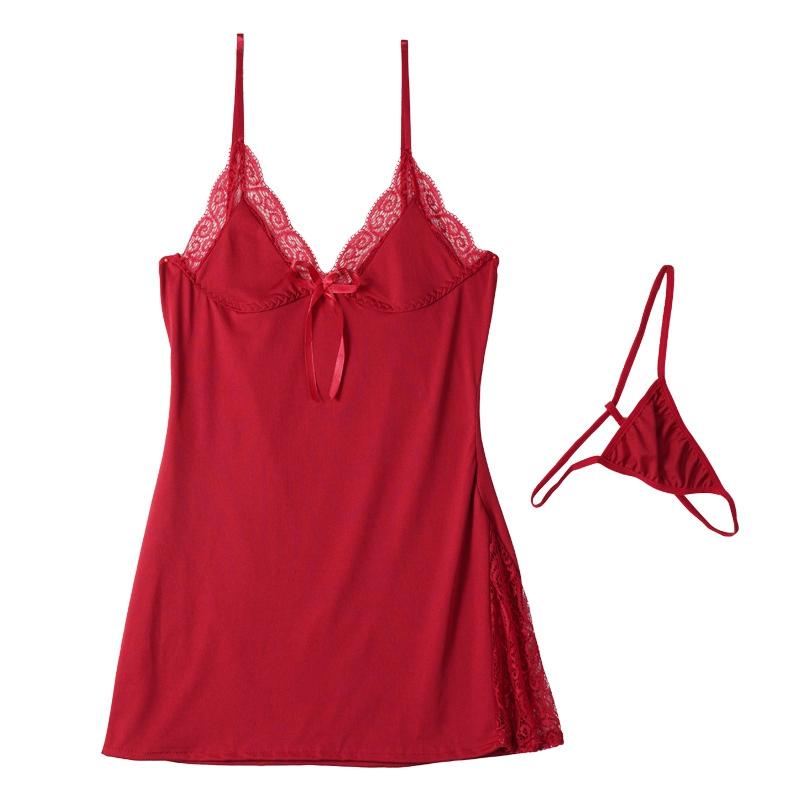 

Женское нижнее белье сексуальное ночное белье ночная рубашка на тонких бретельках сорочка Babydoll 2XL красный