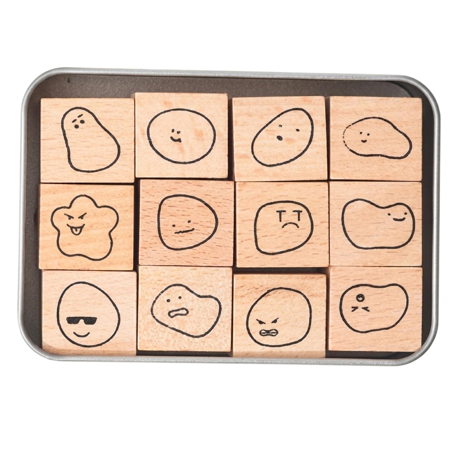 

Wooden Emotion Face Stamps Set with Minimalist Line Art Simple Expression Rubber Stamps for Journaling Scrapbooking Crafting and Decoration one size