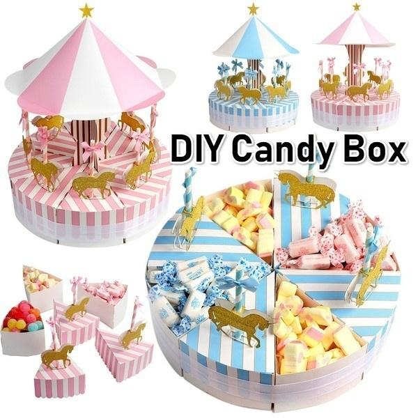 

Карусельная коробка конфет для подарка на вечеринку, украшение на день рождения, праздничные украшения, свадебные сувениры и подарки синий