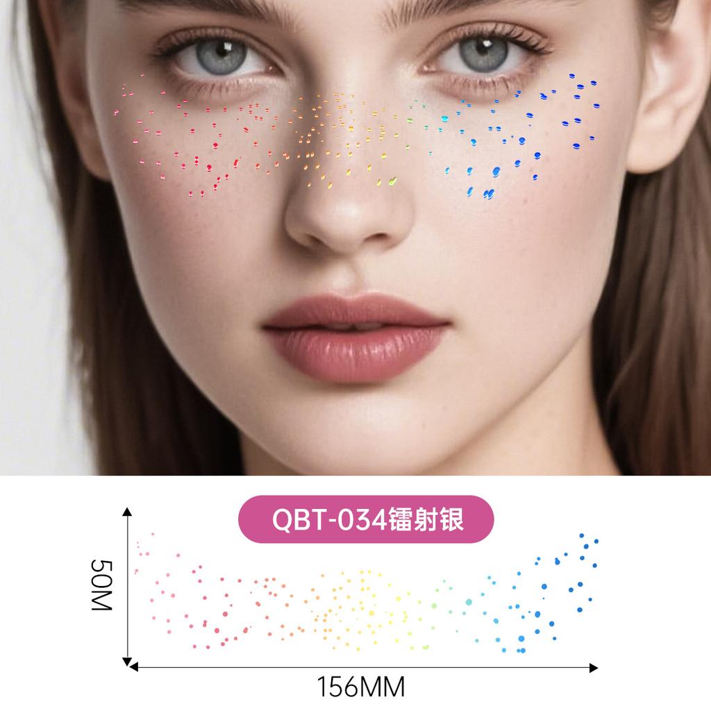 Hot Silver Laser Temporary Facial Tattoo Stickers for Parties and Masquerade Made of White Paper