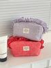 Portable Makeup Bag with Large Capacity, Eyebrow Pencil Storage Bag, Berry-colored Lace Cosmetic Bag, High Aesthetic Value for T