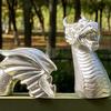 Gothic Dragon Garden Statue 3-Section Dragon Figurine Weatherproof Outdoor Art Dragon Sculpture for Home Patio Yard Lawn Courtyard Decoration