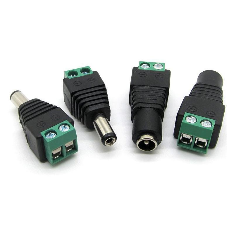 10Pcs DC Male Female Terminals 12V Power Connector 2.1mmX5.5mm Plug Adapter Jacks Sockets for CCTV Cameras Single Color LED Strp