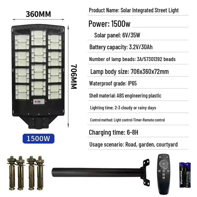 Smart Solar LED Street Light with Remote Control - Super Bright Outdoor Courtyard Lamp