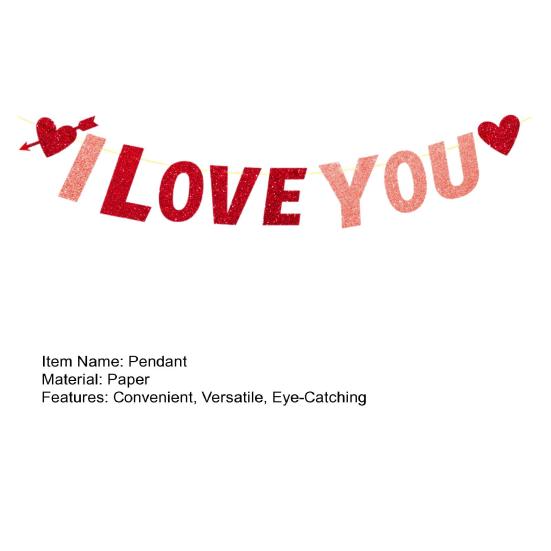 Valentine's Day "LOVE" Hanging Decor Glitter Heart Pendant for Party Wedding Room Decoration Festive Atmosphere Romantic Gift for Couples