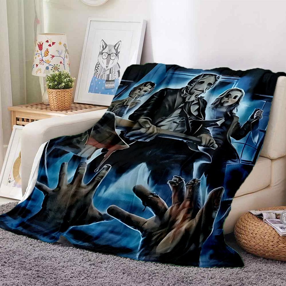 1pc Horror Movie Poster Flannel Blanket [Cozy Throw Blanket] For Sofa, Bed, Travel, Camping, Livingroom, Office, Couch, Chair, And Bed