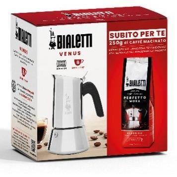 Cafetiere italienne Bialetti VENUS + 1 paquet de café Moka Classico 250 g - capacité 6 tasses - Argent - compatible induction