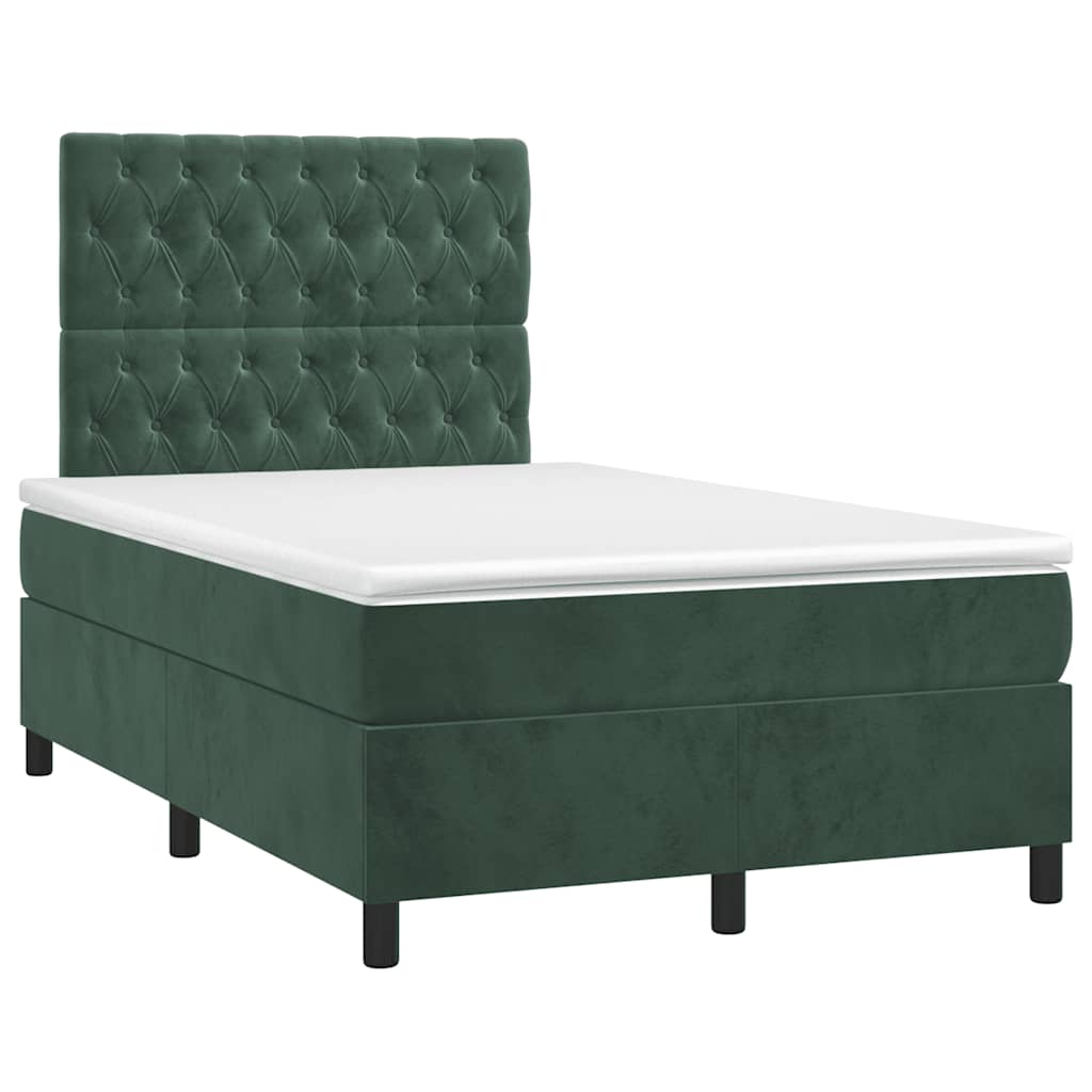 Box Spring Bed with Mattress Dark Green 120 x 190 cm Velvet