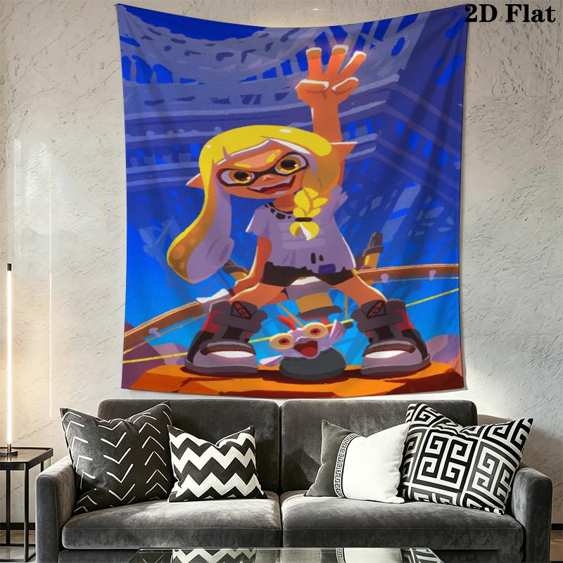 Splatoon game Wall Tapestry Aesthetic Wall Hanging Printed Fabric Blanket Decorative Tapestries for Bedroom Living Room Home Decor