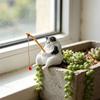 Fish Tank Side Mini Resin Cartoon Fishing Cat Kitten Hanging Creative Fun Micro Landscape Office Ornaments Aquarium Decoration