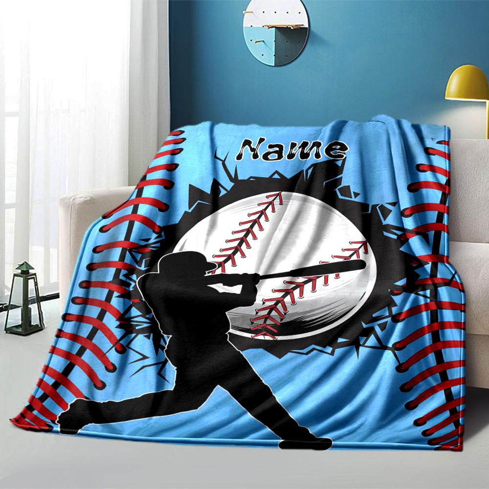 Baseball Theme Home Customize Your Name Blankets Comfortable Soft Portable Allseason Multipurpose Blanket For Picnic Sofa Office Bed Living Room