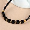 GEMCHIC Women's New Chinese Style Black Agate Cube Bead Necklace Vintage Ethnic Short Choker Jewelry